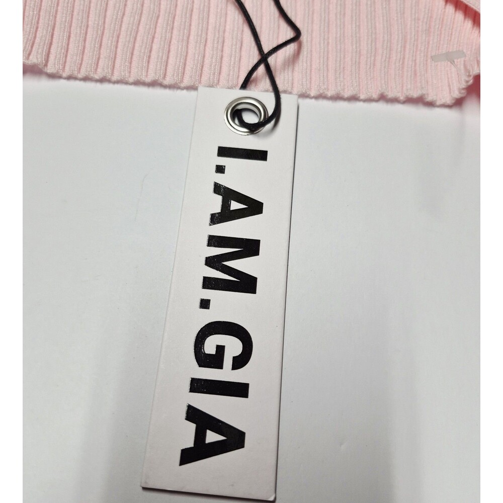 ​NWT I.AM.GIA Willow Knit Shrug Top Pink Medium Bolero Open Front Mock Neck NEW - Picture 3 of 9